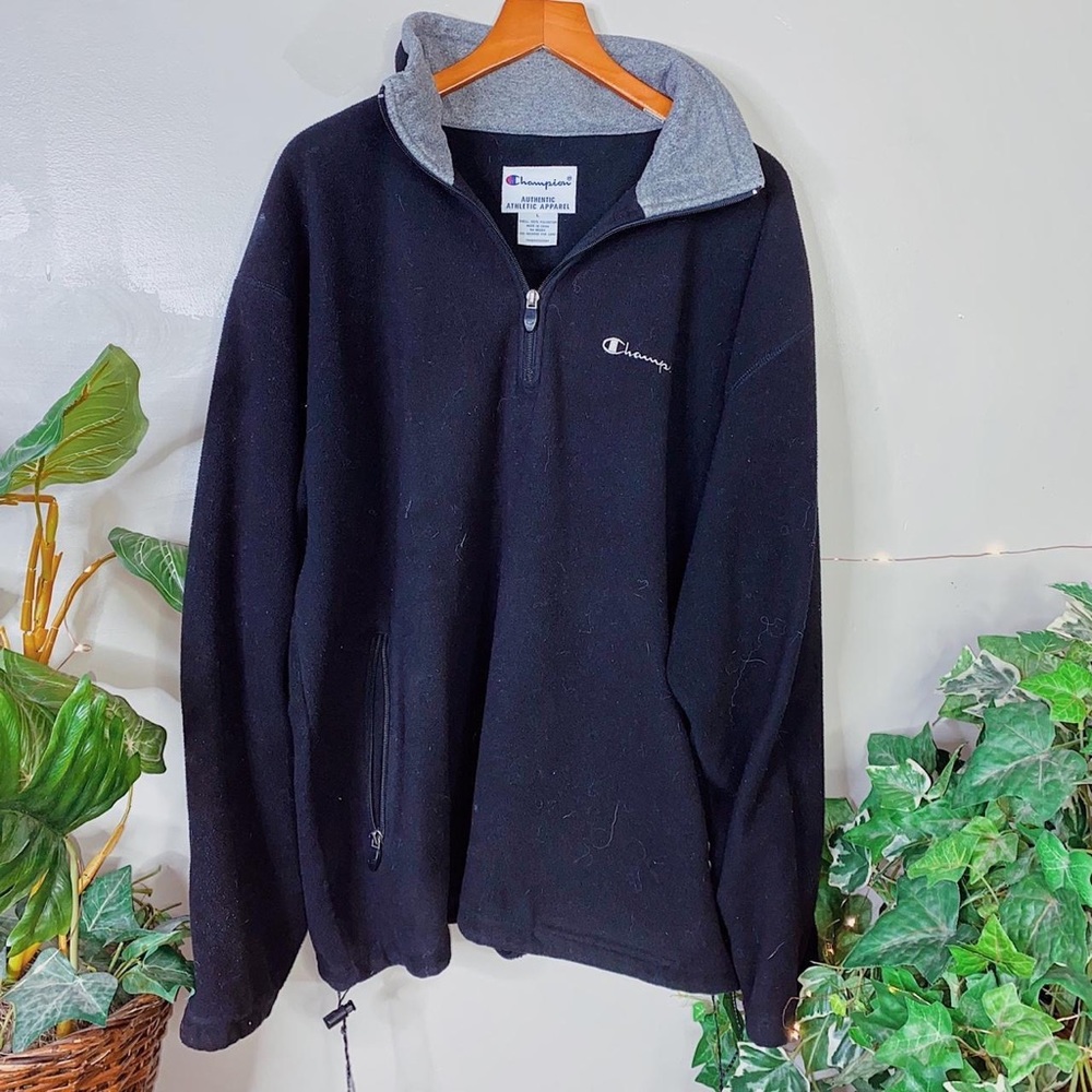 Y2K Champion Black and Grey Quarter Zip Fleece